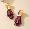 Alloy & Raffia Tassel Stud Earrings FS-WG3975A-01-5