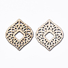 Undyed Natural Wood Filigree Joiners Links X-WOOD-T028-13-1