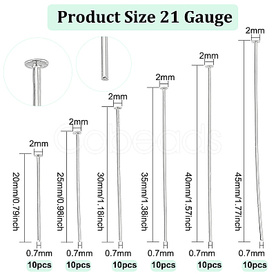 60Pcs 6 Styles Brass Flat Head Pins FIND-BC0003-94P-1