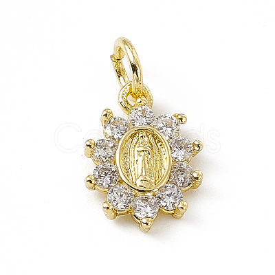 Brass Micro Pave Cubic Zirconia Charms ZIRC-F132-36G-1
