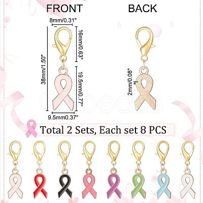 Nbeads Alloy Enamel Awareness Ribbon Pendant Decorations AJEW-NB0003-74-1