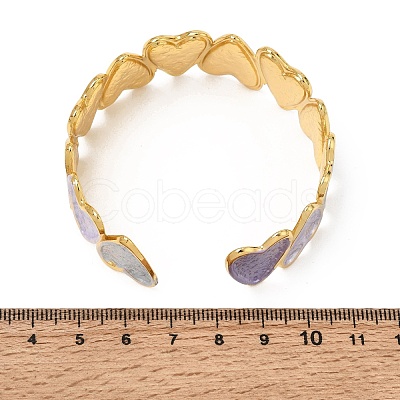 304 Stainless Steel Enamel Heart Open Cuff Bangles for Women SA-CBA1A30-01B-G-1