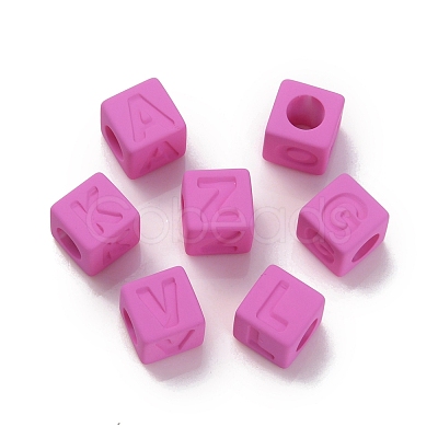 Rubberized Style Opaque Acrylic Beads OACR-K007-013B-1