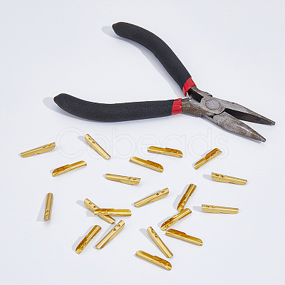 SUPERFINDINGS 250Pcs Brass Folding Crimp Ends KK-FH0005-94-1