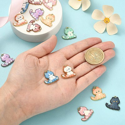 16Pcs 8 Styles Alloy Enamel Pendants ENAM-CJ0004-93-1