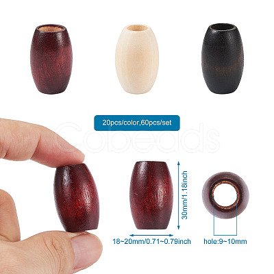 60Pcs 3 Colors Wooden Beads WOOD-CD0001-12-1