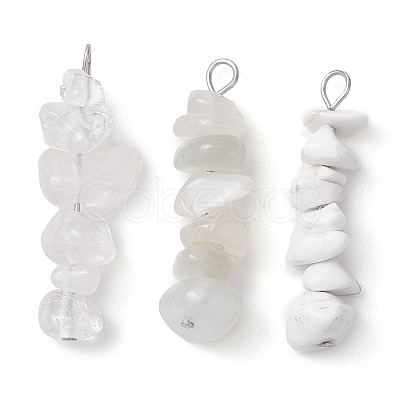 Gradient Color Mixed Gemstone Chip Beaded Pendants PALLOY-JF02791-1