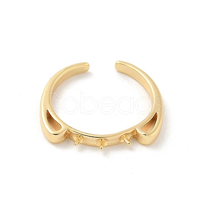 Brass Open Cuff Ring Settings KK-G518-06G-01-1