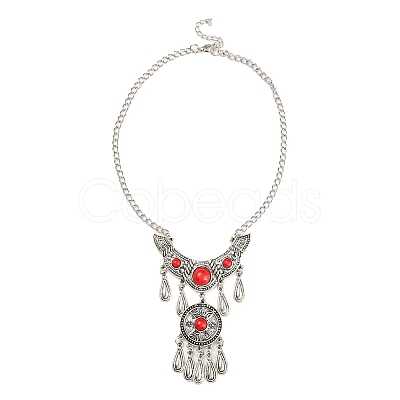 Bohemia Style Alloy Bib Necklace NJEW-H021-03AS-1