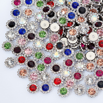 AHADEMAKER 144pcs 9 colors Flower Sew on Rhinestones RB-GA0001-01B-1