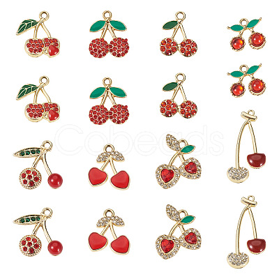 16Pcs 8 Styles Cherry Alloy Pendants FIND-TA0008-78-1