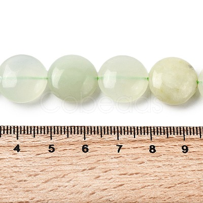 Natural Flat Round Xiuyan Jade Beads Strands G-L245-03A-1