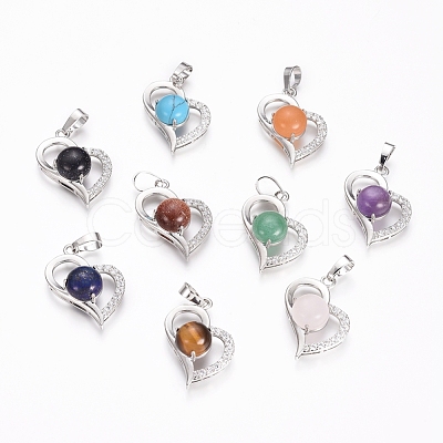 Natural & Synthetic Mixed Gemstone Pendants G-L512-O-1