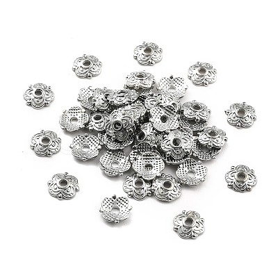 4-Petal Tibetan Style Alloy Flower Bead Caps LS-TIBE-S222-P-NR-1