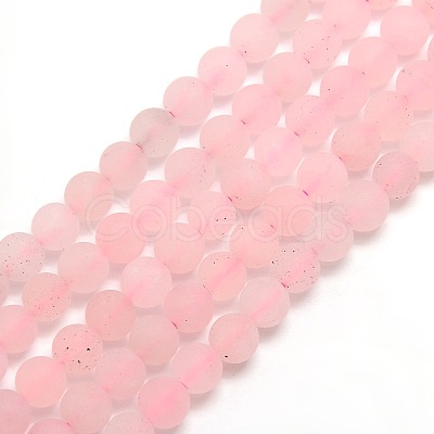 Frosted Natural Rose Quartz Round Bead Strands X-G-M064-6mm-09-1