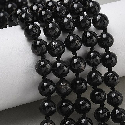 Natural Black Silver Line Jasper Beads Strands G-L650-K01-01-1