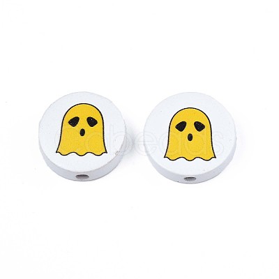 Halloween Printed Natural Wood Beads WOOD-T021-95-1