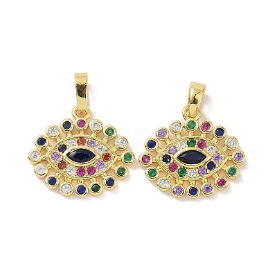 Golden Brass Micro Pave Cubic Zirconia Pendants KK-L209-038G-01-1