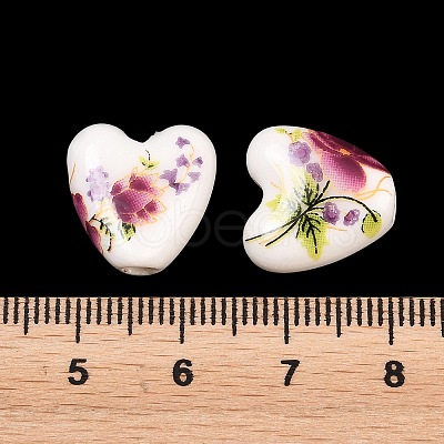 Floral Printed Porcelain Beads PORC-Q152-11-1