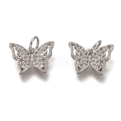 Brass Micro Pave Clear Cubic Zirconia Charms ZIRC-B002-47P-1