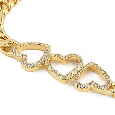 Rack Plating Brass Bracelets with Cubic Zirconia for Women BJEW-D047-01G-03-1