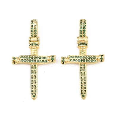 Brass Micro Pave Green Cubic Zirconia Pendants CU-CBA7E9C-12A-G-1