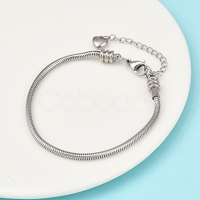 Tarnish Resistant 304 Stainless Steel European Round Snake Chains Bracelets STAS-J015-05-1