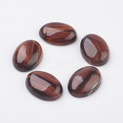 Natural Dyed & Heated Red Tiger Eye Flat Back Cabochons G-G741-18x25mm-13-1