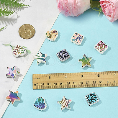 30Pcs Rainbow Iridescent Printed Opaque Acrylic Beads OACR-FS0002-58B-02-1