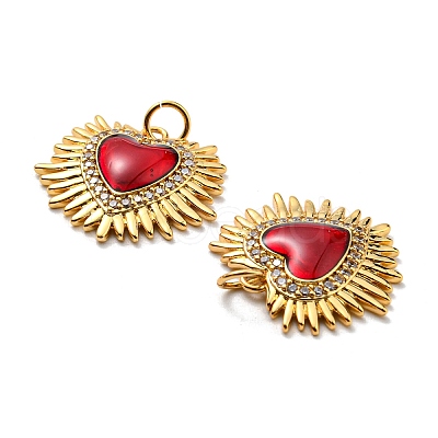 Rack Plating Brass Grade AAA Cubic Zirconia Pendants LS-KK-D026-28G-1