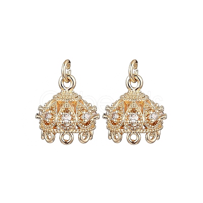 Brass Micro Pave Cubic Zirconia Multi-Strand Links X-KK-B133-06G-02-1