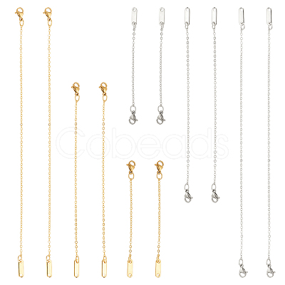 12Pcs 6 Style Brass & 304 Stainless Steel Cable Chains Extender FIND-DC0001-89-1