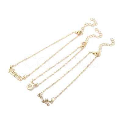 3Pcs Alloy Rhinestones Anklets AJEW-S083-01G-12-1