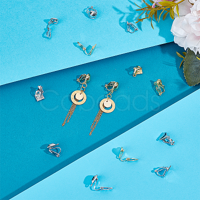 16Pcs 8 Style Alloy Clip-on Earring Findings FIND-UN0002-95-1