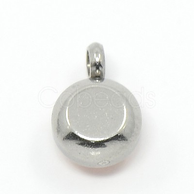 Trendy Original Color 304 Stainless Steel Grade A Rhinestone Flat Round Charm Pendants RB-M030-06-1