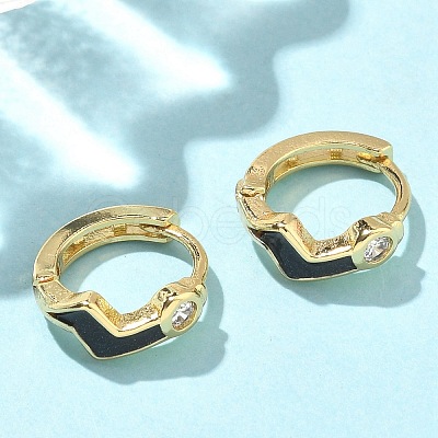 Brass Micro Pave Clear Cubic Zirconia Hoop Earrings EJEW-A132-12G-1