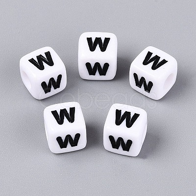 Opaque Acrylic Beads SACR-N020-04A-W-1