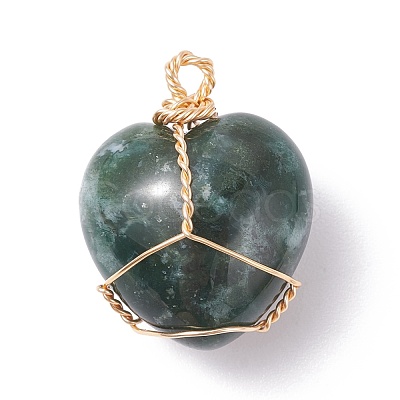 Natural Moss Agate Pendants PALLOY-JF01081-04-1