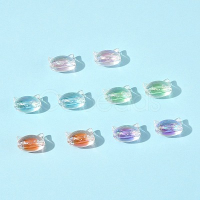32Pcs UV Plating Rainbow Iridescent Acrylic Beads OACR-FS0002-16-1