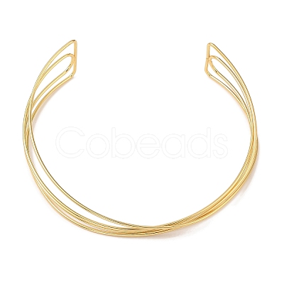 Rack Plating Brass Open Cuff Choker Necklaces BJEW-Q350-03G-1