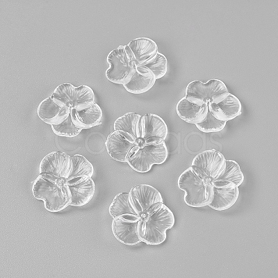 4-Petal Transparent Acrylic Beads TACR-R135-01-1