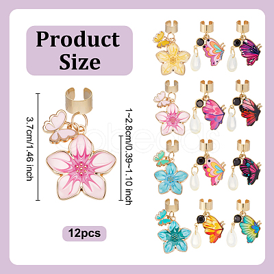 12Pcs Butterfly Alloy Enamel Stethoscope Pendant Decorations HJEW-OC00230-1