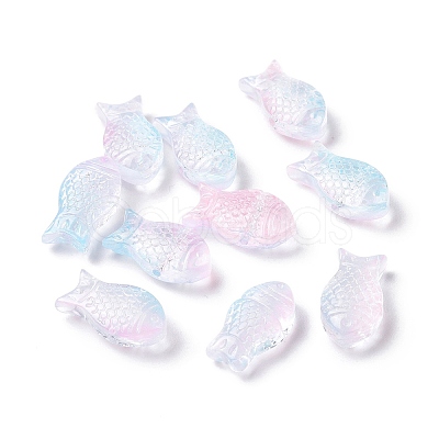 Transparent Spray Painted Glass Beads GLAA-I050-10H-1