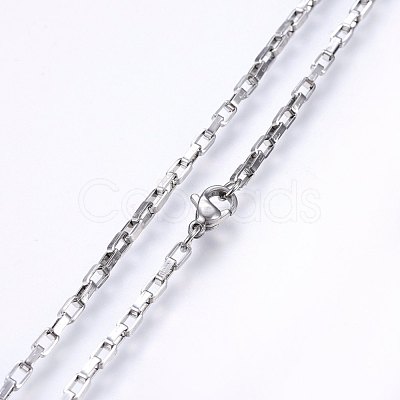Non-Tarnish 304 Stainless Steel Box Chain Necklaces NJEW-F226-07P-02-1