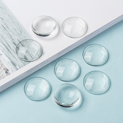 Transparent Glass Cabochons GGLA-R026-30mm-1