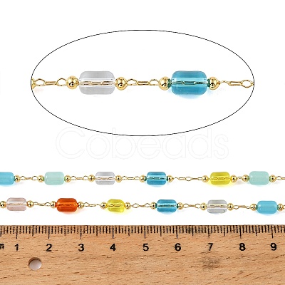 Handmade Brass Glass Beaded Chains GL-CBA1C06-02G-1