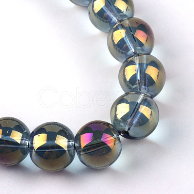 Electroplate Glass Beads Strands X-EGLA-Q062-8mm-A03-1