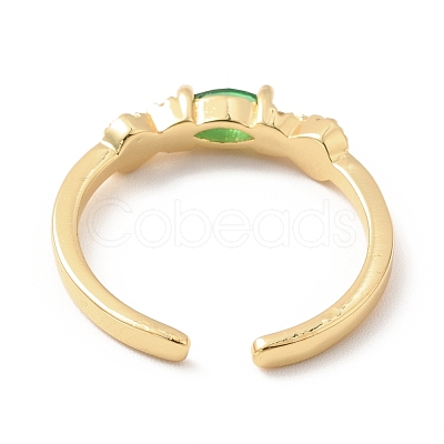 Cubic Zirconia Oval Open Cuff Ring RJEW-H101-02G-1