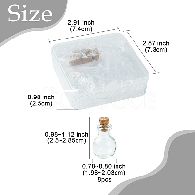 8Pcs Round Glass Bottle for Bead Containers BOTT-FS0001-03-1