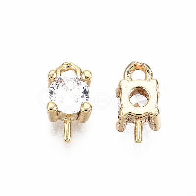 Brass Micro Pave Clear Cubic Zirconia Peg Bails Charms KK-T056-95G-NF-1